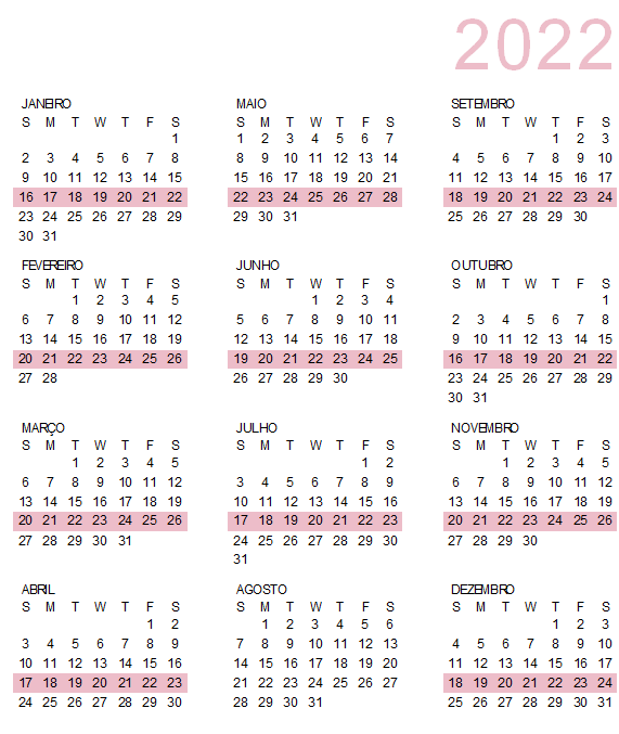CALENDARIO 2022